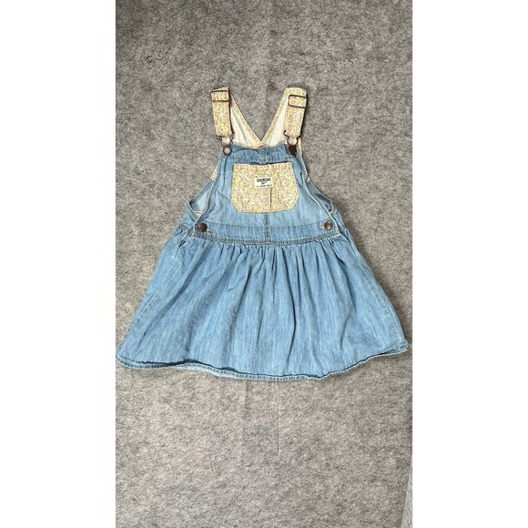 OshKosh B’gosh Other - OSHKOSH B'GOSH Girls Denim Dress 5T Floral Straps Pocket Jumper